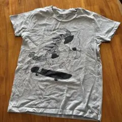 猫 スケートボード Tシャツ グレー グラニフ