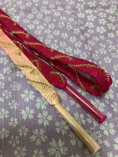 【未使用品】帯締め　正絹　ピンク　金 ゴールド