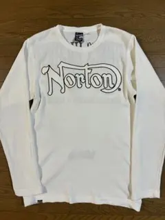 Norton ノートン刺繍ワッフル長袖カットソー ホワイト Lサイズ