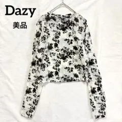 美品 Dazy 花柄シアーカットソー 春トップス XL 薄手 短丈 ショート
