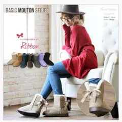 りぼん付きムートンブーツ/ブーツ/ショートブーツ[リボン付]