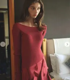 【新品未使用タグ付き】エメイン バックオープンフリルドッキングワンピース タグ付きAimeine エメイン バックオープンフリルドッキング