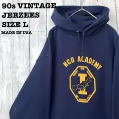 90sヴィンテージ USA製古着JERZEES プリントスエットパーカー　L