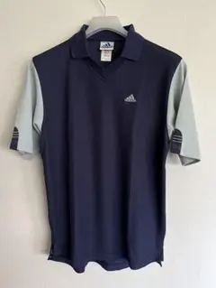adidas ポロシャツ ネイビー ストライプ柄 XOサイズ - メルカリ