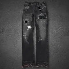 L.G.B. coated python leather patch denim
