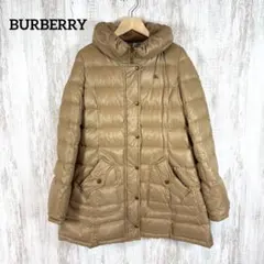 バーバリーブルーレーベル 裏ノバチェック ロゴ刺繍 ボリューム ダウンジャケット
