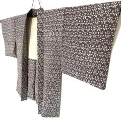 5k3189 羽織　正絹　袷　紫　白　柄物　和装　着物