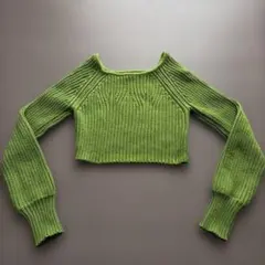 レディース トップス ニット グリーン クロップドセーター S