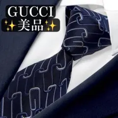 良品✨GUCCI ネクタイ グッチ GGロゴ ジャガード ドット ネイビー