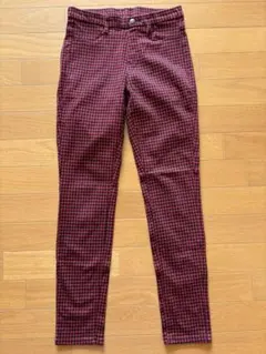 UNIQLO ストレッチレギンスパンツ　Sサイズ　千鳥格子レッド