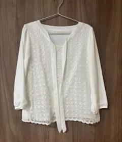 any SiS ホワイト レース 五分袖ブラウス