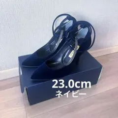 DIANA ネイビー ベルベット ハイヒールパンプス 約7cmヒール