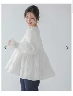 fitmore タックスリーブジャガードトップス ホワイトのサムネイル
