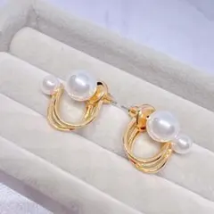 パール 風 エレガント ゴールド ピアス