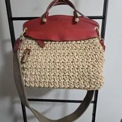 FURLA かごバッグ 2way レッド ベージュのサムネイル