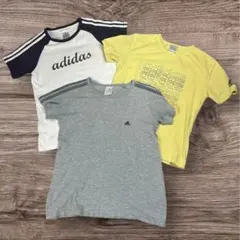 【3枚セット】アディダス Tシャツ レディース M〜L 白×紫 黄色 グレー