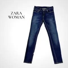 ZARA WOMAN ストレッチ スキニーデニム 38 ダメージ加工 スリムのサムネイル