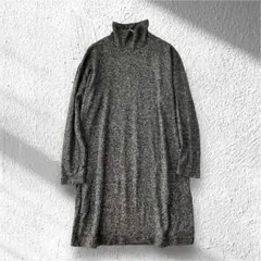 【ユニクロ】ニットワンピース ハイネック 長袖 ひざ丈 シンプル M