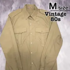 80s　ベルギー軍　古着　ミリタリーシャツ　S-M　ベージュ　無地　公式　長袖