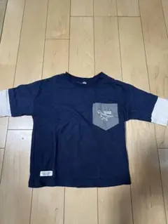 ネイビー ポケット付き 長袖カットソー 100cm
