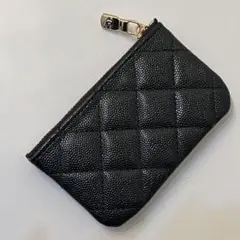 ミニマムなのにめちゃ便利♡新品ブラック キルティング コインケース カードケース