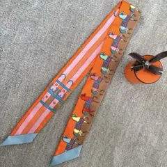 non様専用 HERMES 超美品 ツイリー オレンジモザイク 貝殻デザイン