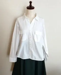 earthmusic＆ecology　白ブラウス　フリーサイズ
