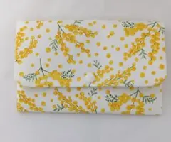 花柄・ミモザ（ナチュラル）・マルチケース・通帳ケース・母子手帳ケース