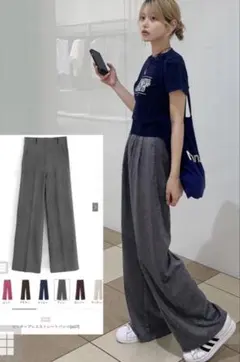 【GRL】グレイルセンタープレスストレートパンツ[ai07]チャコール