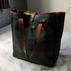 90s Polo Ralph Lauren ブラックウォッチ レザーハンドバッグ