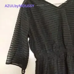 AZUL by MOUSSY シアーボーダートップス ブラック