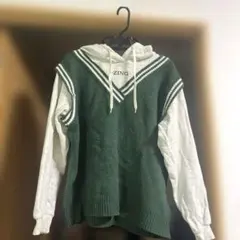 WEGO ニットベスト付きパーカー/フリーサイズ