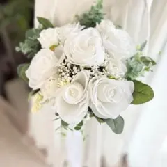 白バラクラッチブーケ☆ブートニア