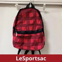 良品 レスポートサック リュックサック ナイロン レッド系 チェック A4可能