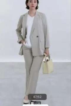 値下げ♦︎極美品 インディヴィ こなれセットアップ ベージュ パンツ
