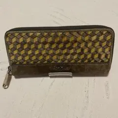 COLE HAAN コールハーン編み込みデザイン 長財布イエローブラウン