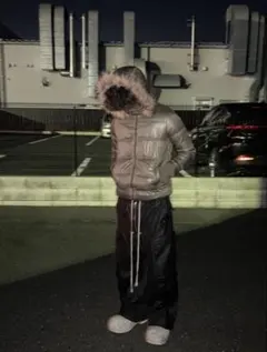 Y2K ファー付きダウンジャケット 平成 ギャル男 光沢 短丈 opium