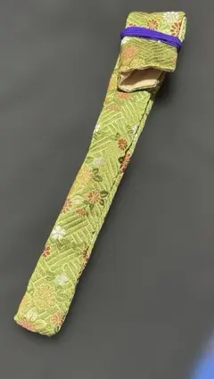 扇子袋 和装小物 緑色 花柄