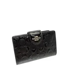 新品未使用]COACHコーチ二つ折り財布ブラック パテントレザー