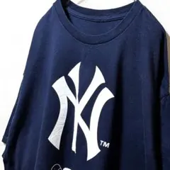 MLBニューヨークヤンキース佐藤製薬 デカロゴ Tシャツネイビー紺色古着のサムネイル