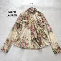 RALPH LAUREN シルク100% 総柄 ボウタイブラウス ヴィンテージ - メルカリ