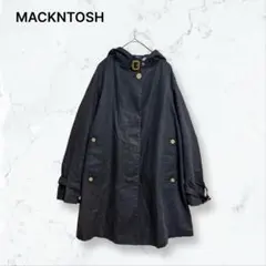 r087 マッキントッシュ フード付きトレンチコート 紺 34 英国製 希少のサムネイル