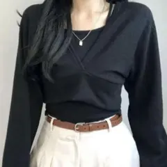 SONA ソニョナラ Vネック ニット キャミ セット ブラック 黒 韓国