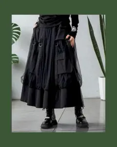 ♥♣♦♠6個ポケットデザイン　チュール重ねデザインスカート