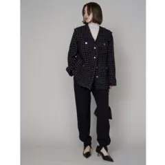 新品FRAY I.D 黒ツイード2WAYジャケット/フレイアイディー