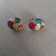 多色エナメルオーバル型イヤリング　実家整理
