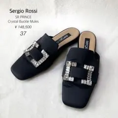 セルジオロッシ SR PRINCE クリスタル サテン ミュール 37 24cm