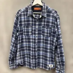Dickies ディッキーズ 長袖 チェックシャツ 刻印ボタン　ネイビーXL