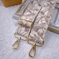 PM329￤ 38mm幅　インド刺繍リボン ショルダーストラップ ブラウン