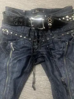 00s 新品 MIDAS 9 グランジ加工ブーツカットデニム ブラック y2k 00s 新品 MIDAS 9 ミダス グランジ加工ブーツカットデニム